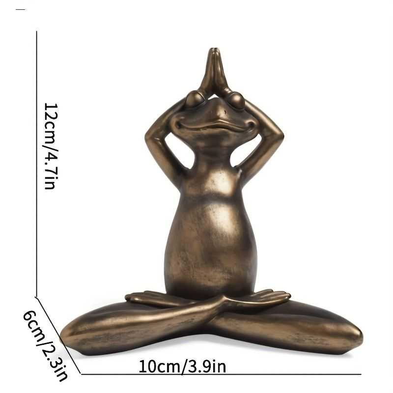 1pc Miniature Meditation Yoga Frog Resin Statue, For Desktop Living Room Bedroom Office Book Shelf Garden Outdoor Decoration, Home Decoration - luxuryhomedecoridea.com