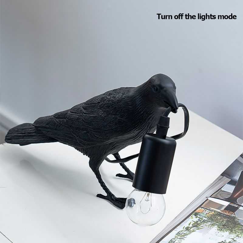 Crow Lamp - Raven Lamp with LED Bulb, Bird lamp, Crow Light Gothic Halloween Decor for Bedside Bedroom Living Room Decor - luxuryhomedecoridea.com