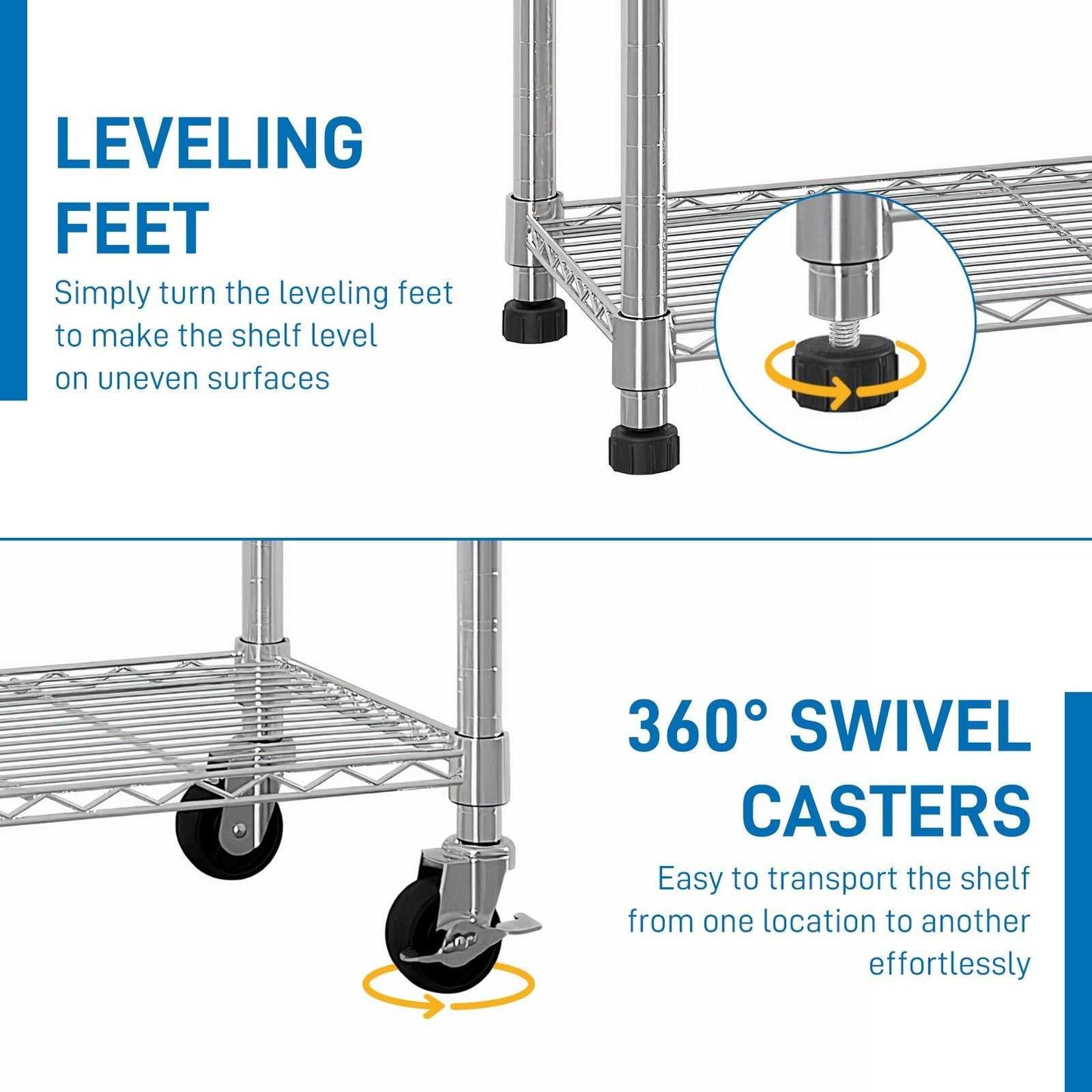 6 Tier Removable and Freely Adjustable NSF Certified Wire Shelving Unit with Wheels Heavy Duty Metal Storage Rack for Kitchen Garage Pantry Commercial Use 48x18x72 Inches Silver - luxuryhomedecoridea.com