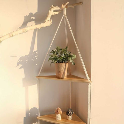 1pc,Boho Triangle Shelves Wall Decor - Plant Hanger, Candle Holder, and Home Decor for Living Room and Bedroom - luxuryhomedecoridea.com