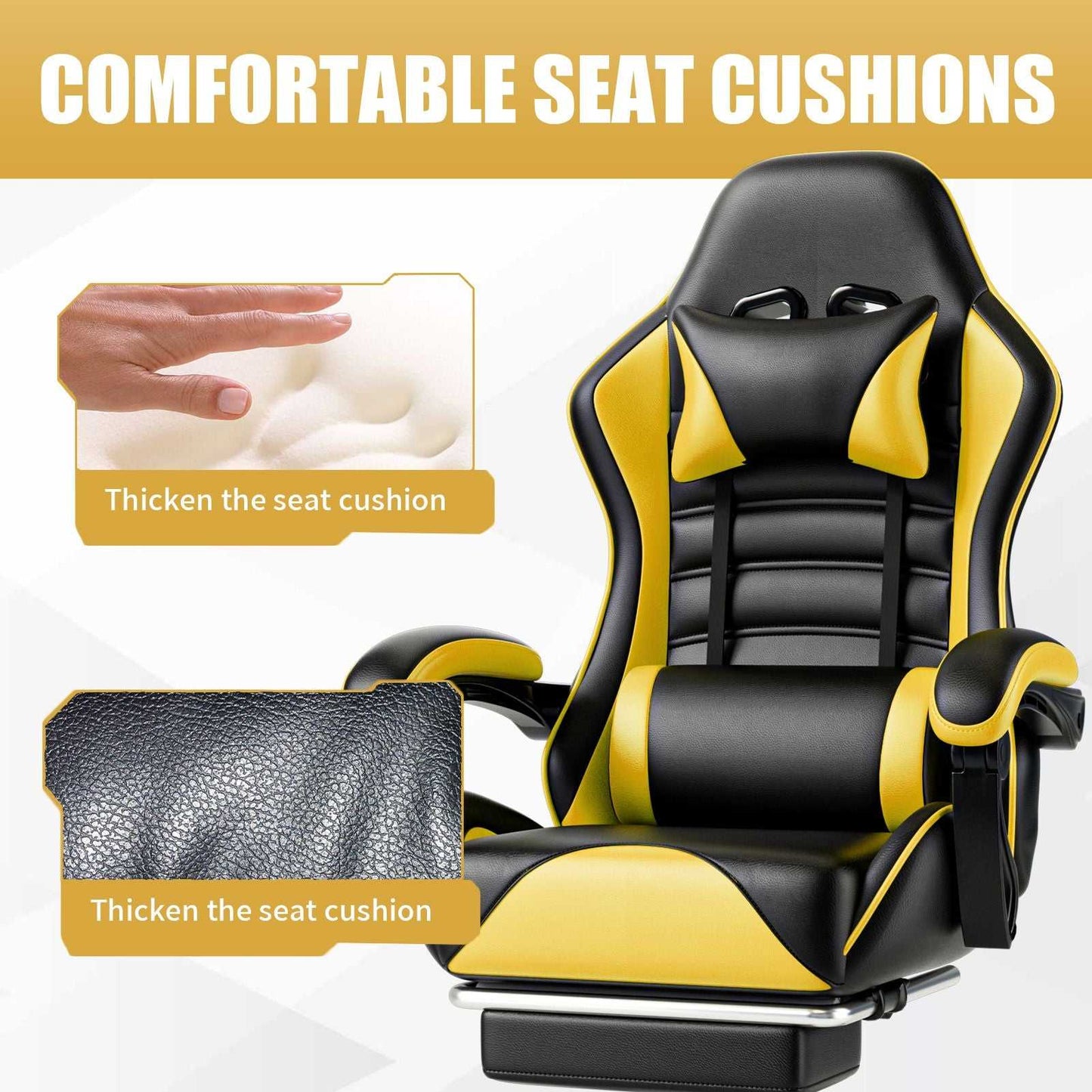 Ergonomic Gaming Chair for Adults, Comfortable Computer Chair for Heavy People, Adjustable Height Office Desk Chair with Wheels, Breathable Leather Video Game Chairs - luxuryhomedecoridea.com