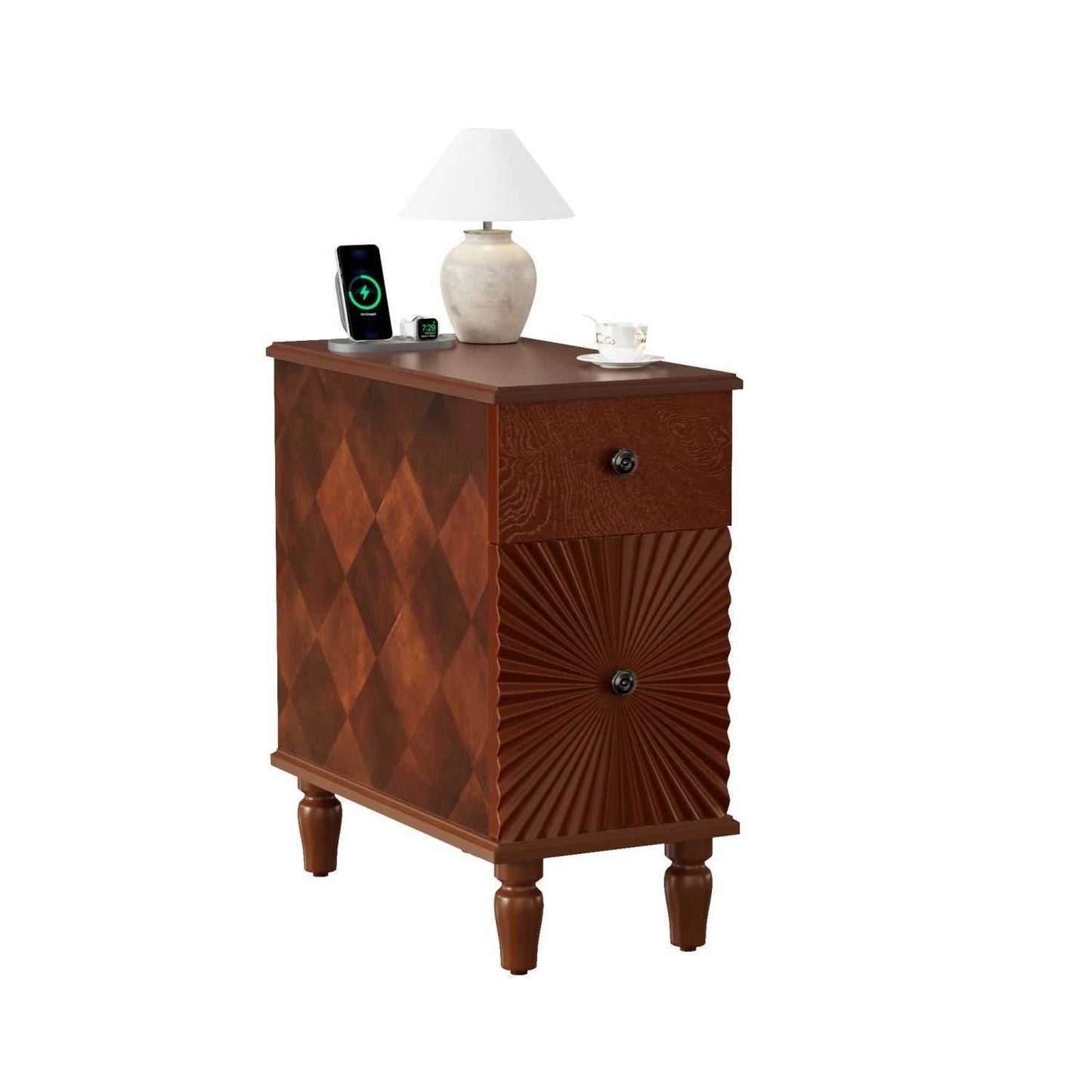 2 Drawer Modern Sofa Side Table, Narrow Side Table, Slim Nightstand for Living Room, Bedroom(Expect Arrival Date 2025/4/16) - luxuryhomedecoridea.com