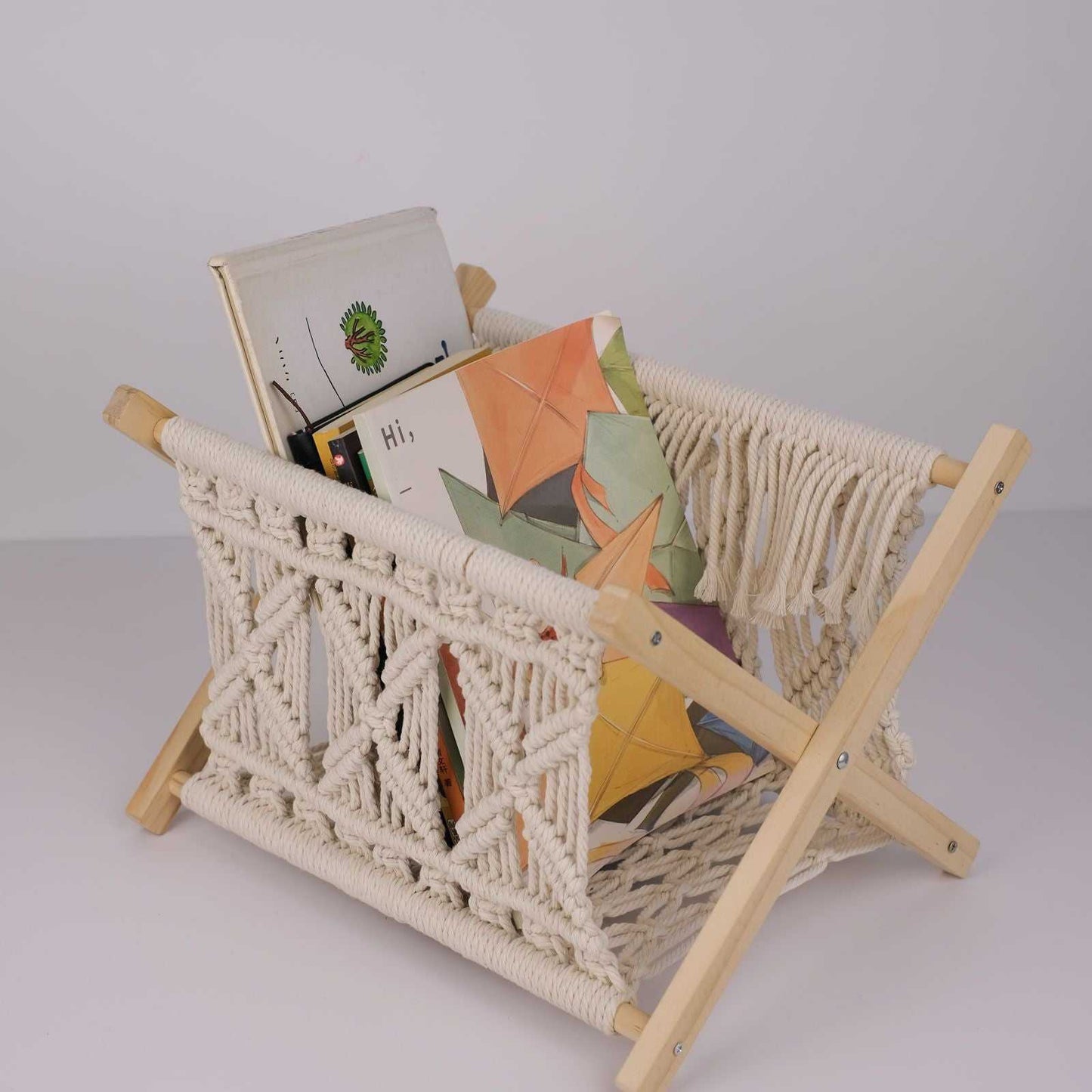 Xemussa 1pc Newspaper Baskets, Magazine Rack, Cotton Rope Woven Magazine Holder, Standing Boho Basket, Book Basket for Newspapers, Magazines, Books, Living Room, Bathroom, Office - luxuryhomedecoridea.com