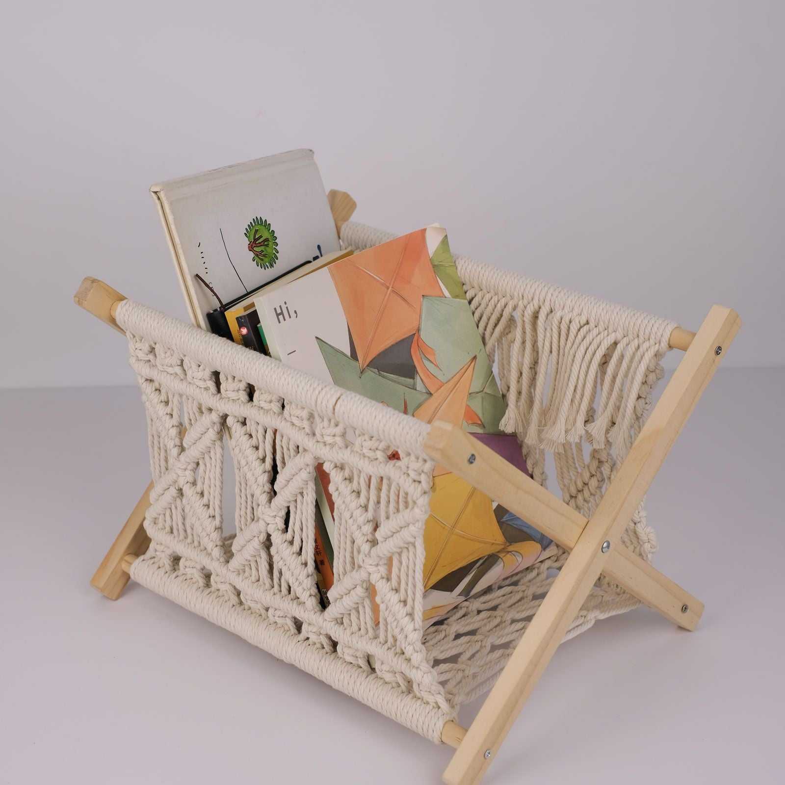 Xemussa 1pc Newspaper Baskets, Magazine Rack, Cotton Rope Woven Magazine Holder, Standing Boho Basket, Book Basket for Newspapers, Magazines, Books, Living Room, Bathroom, Office - luxuryhomedecoridea.com