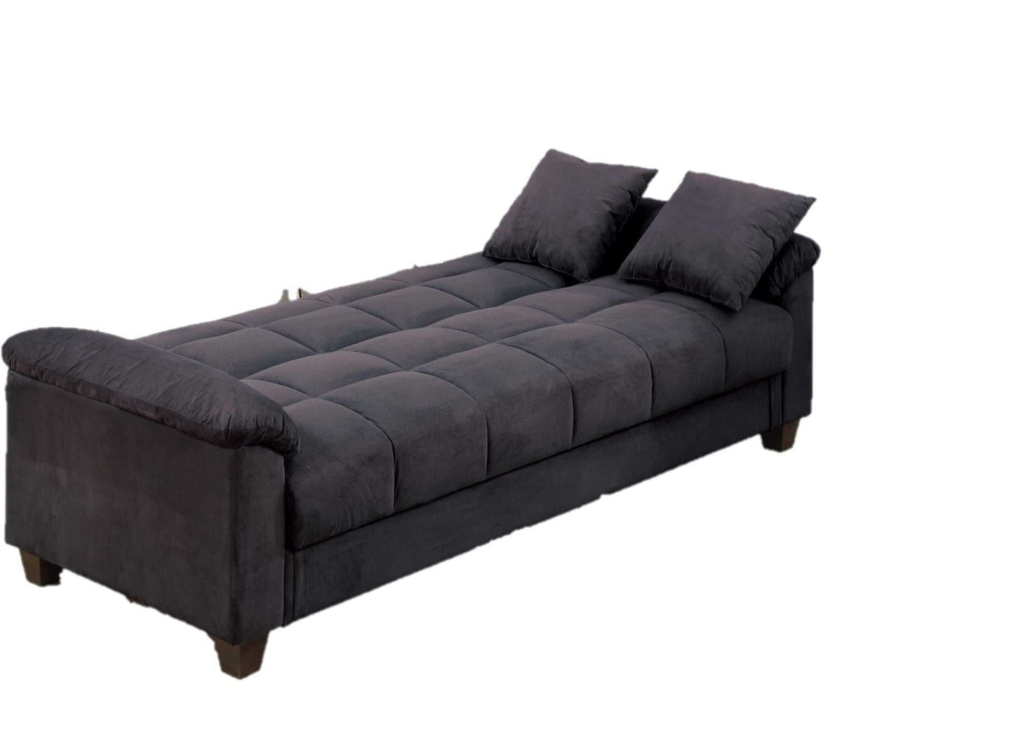 Contemporary Living Room Adjustable Sofa Ebony Microfiber Couch Plush Storage Couch 1pc Futon Sofa w Pillows - luxuryhomedecoridea.com