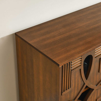 60.5" Mid Century Modern Sideboard Buffet Cabinet with Storage, TV Media Console Table, Storage Cabinet with 4 Doors & Adjustable Shelves for Kitchen Dining Living Room Entryway, Walnut - luxuryhomedecoridea.com