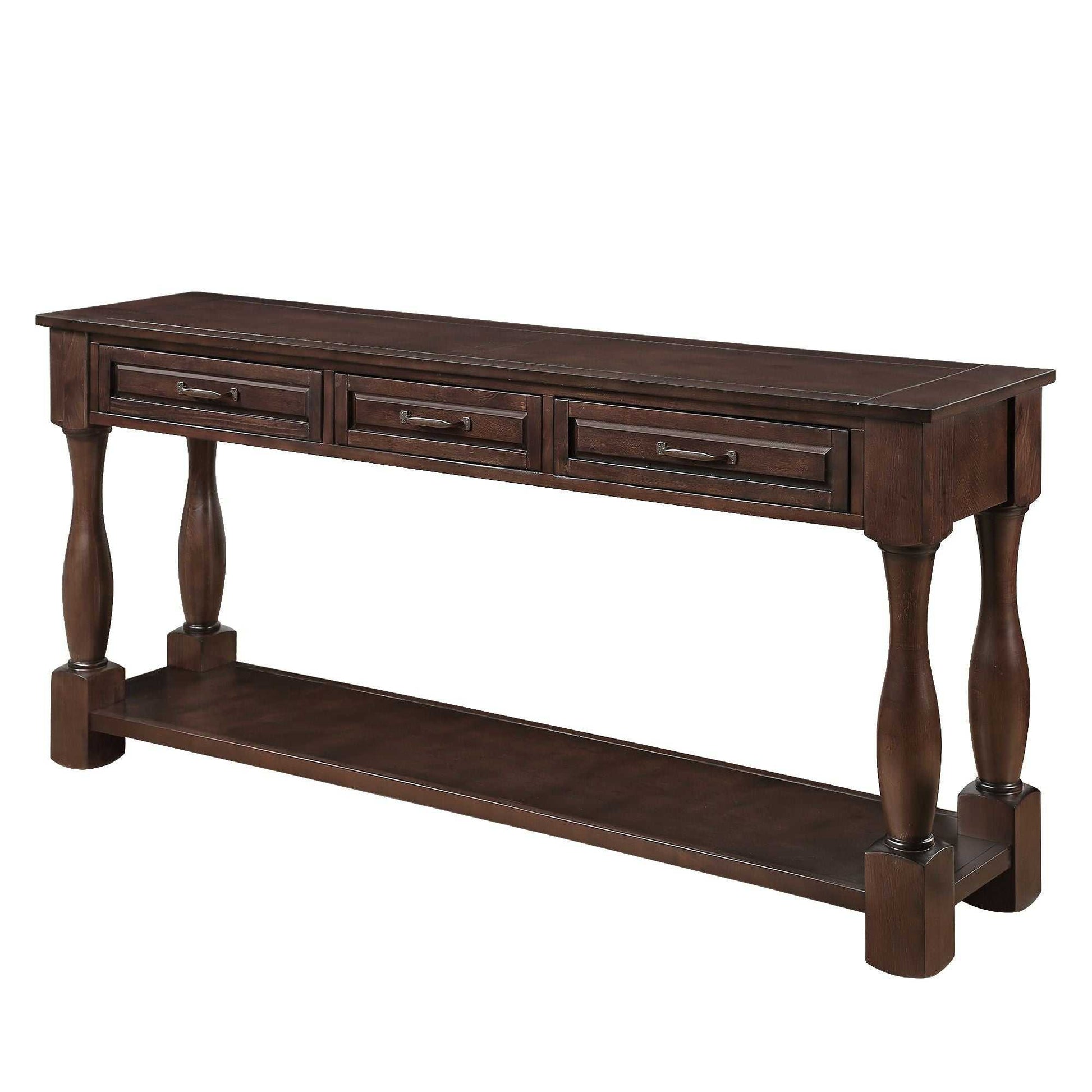 63inch Long Wood Console Table with 3 Drawers and 1 Bottom Shelf for Entryway Hallway Easy Assembly Extra-thick Sofa Table( Light Espresso) - luxuryhomedecoridea.com