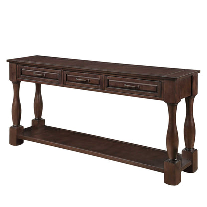 63inch Long Wood Console Table with 3 Drawers and 1 Bottom Shelf for Entryway Hallway Easy Assembly Extra-thick Sofa Table( Light Espresso) - luxuryhomedecoridea.com