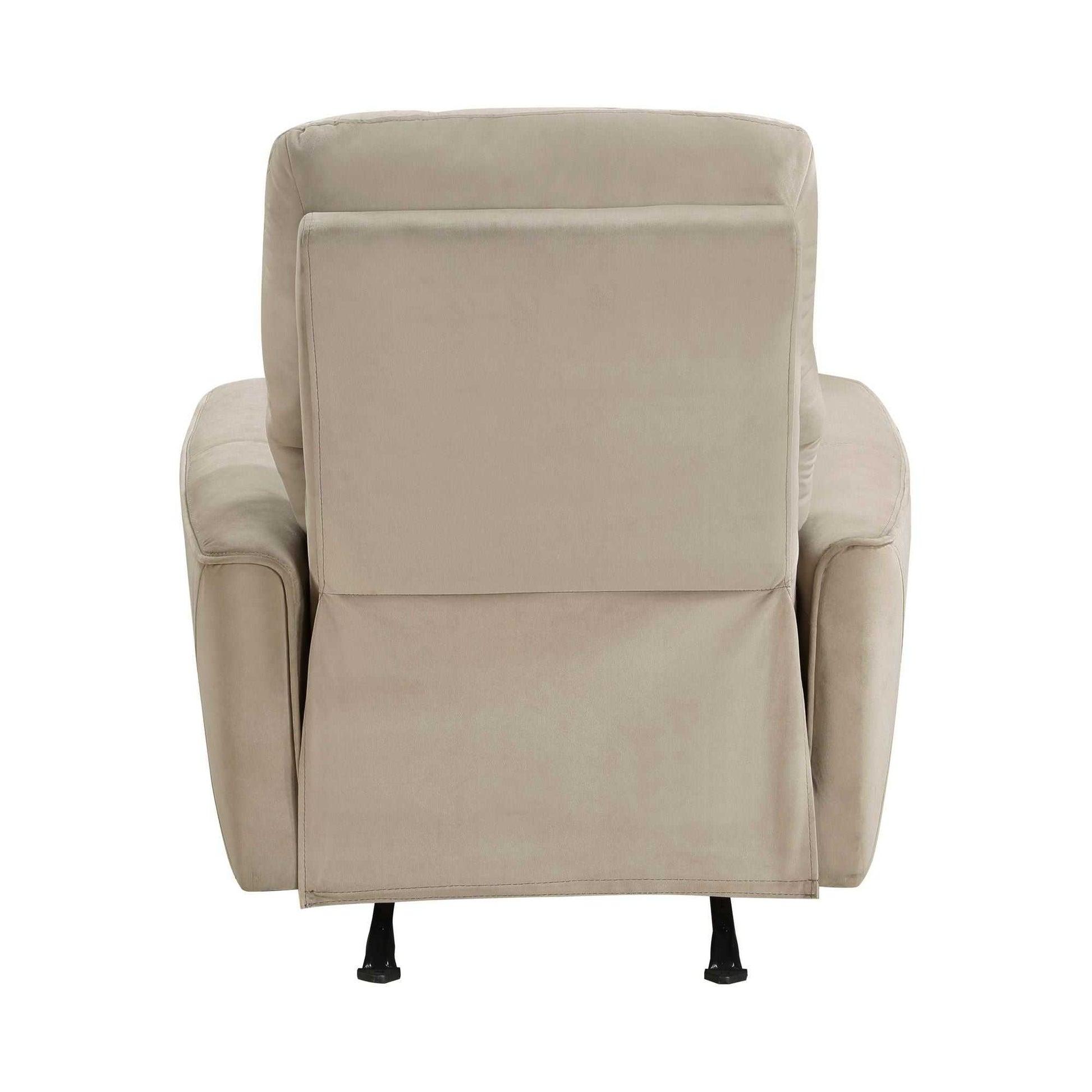 Modern Living Room 1pc Power Rocker Reclining Chair Light Brown Velvet Upholstery Solid Wood Frame Luxury Home Furniture - luxuryhomedecoridea.com