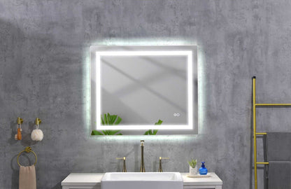 36*28 LED Mirror for Bathroom with Lights; Dimmable; Anti-Fog; Lighted Bathroom Mirror with Smart Touch Button; Memory Function - luxuryhomedecoridea.com