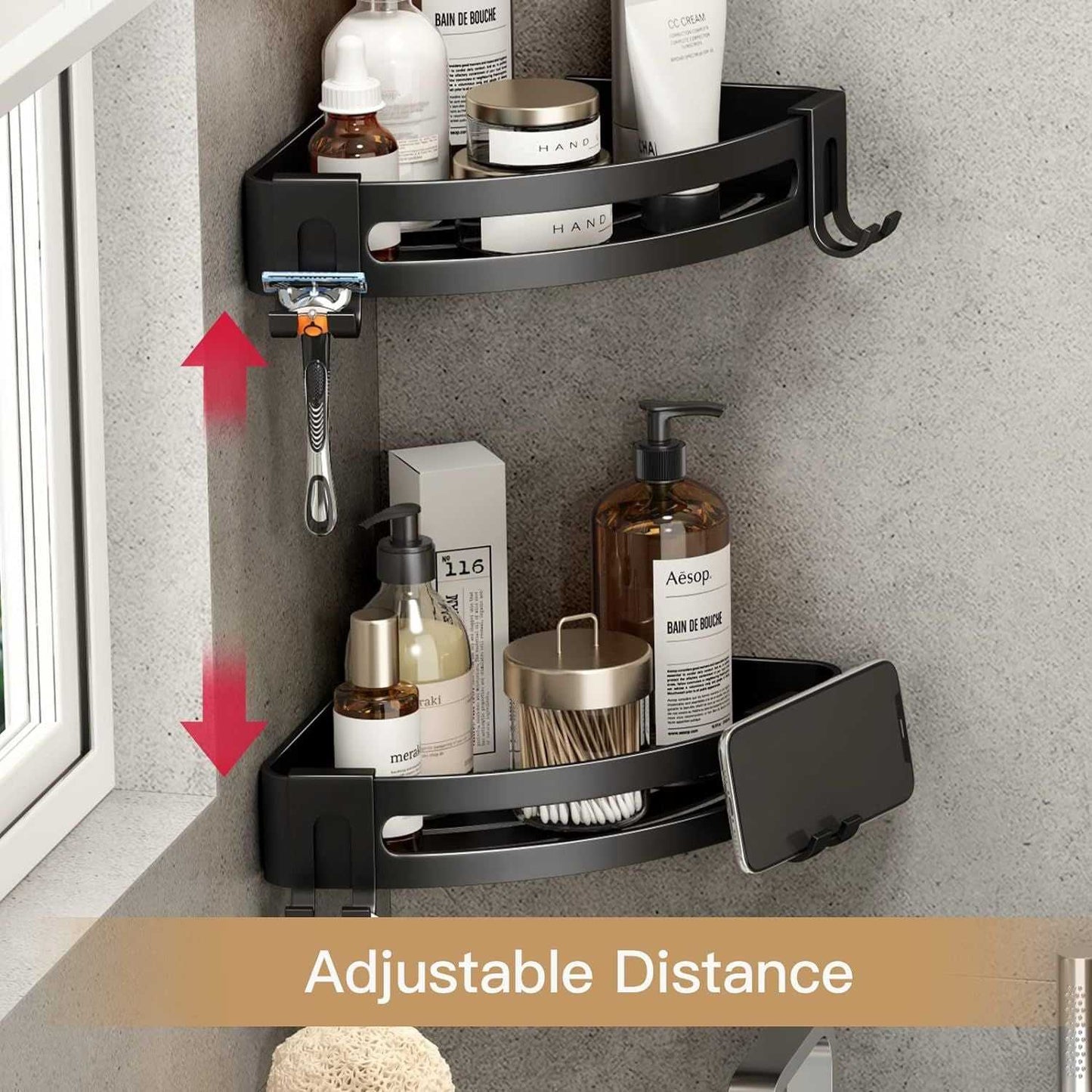 Shower Corner Shelf Caddy 2 Pack shower Organizer Corner No Drill Shower Storage Rust Proof Bathroom Corner Wall Shelf shampoo holder Silver - luxuryhomedecoridea.com