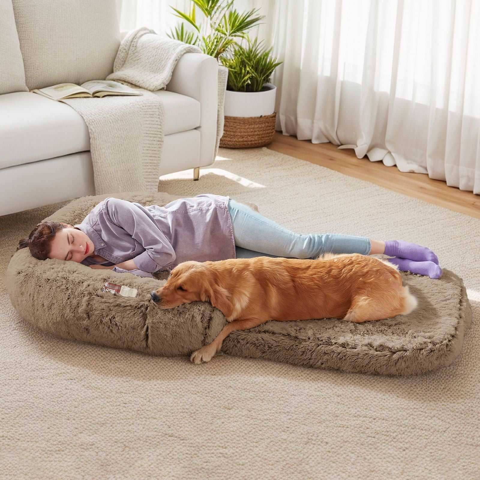 Human Dog Bed, 71"x43"x12" Dog Beds for Large Dogs, Foldable Plush Washable Dog Bed for People Doze Off, Orthopedic Dog Beds for Humans Size Fits You and Pets - luxuryhomedecoridea.com