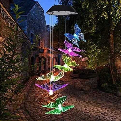 Yard Decor Lights; Solar Butterfly Chimes; 2023 Gifts for Mom/Dad/Women/Grandma/Wife/Daughter/Sister/Aunt/Nana/Grandfather/ ; Father Birthday Gifts; Mother Day Outdoor Decor; Gardening Gift - luxuryhomedecoridea.com