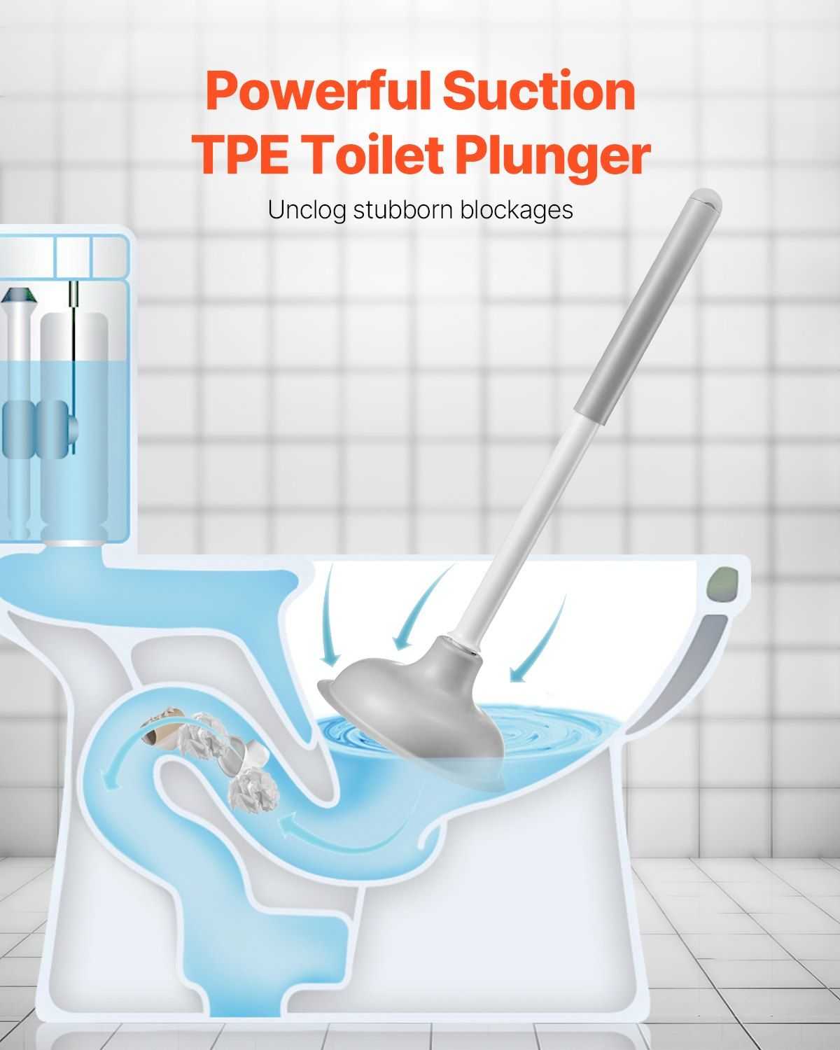 VEVOR Toilet Brush and Plunger Set, 2-in-1 Toilet Bowl Brush Plunger Combo with Ventilated Holder, 360° Deep Cleaning and Drip-Proof Bathroom Supplies, for Bathroom, RV and Toilets (White & Grey) - luxuryhomedecoridea.com