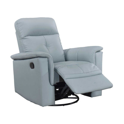 Blue Leather Upholstered Swivel Glider Reclining Chair Luxury Living Room Furniture Comfort Chair 1pc Plush Comfort - luxuryhomedecoridea.com