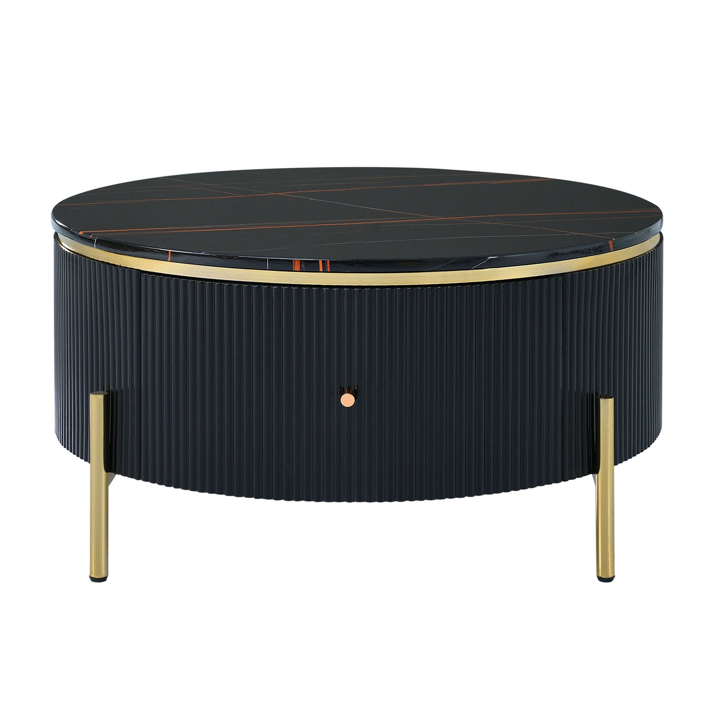 Modern Round Coffee Table with 2 large Drawers Storage Accent Table(31.5'') - luxuryhomedecoridea.com