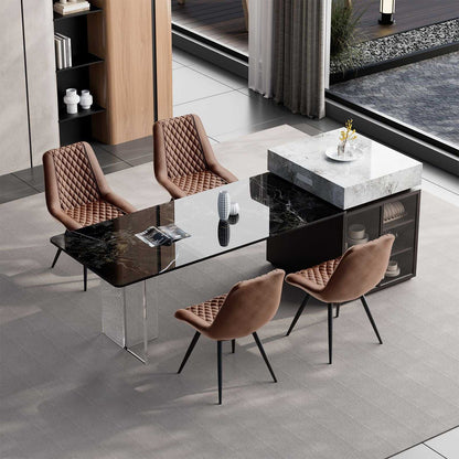 Modern Dining Chairs Set of 2, Top PU Leather Upholstered Dining Room Chairs with Metal Legs, Ergonomic Kitchen Chairs for Kitchen Dinning Room - luxuryhomedecoridea.com