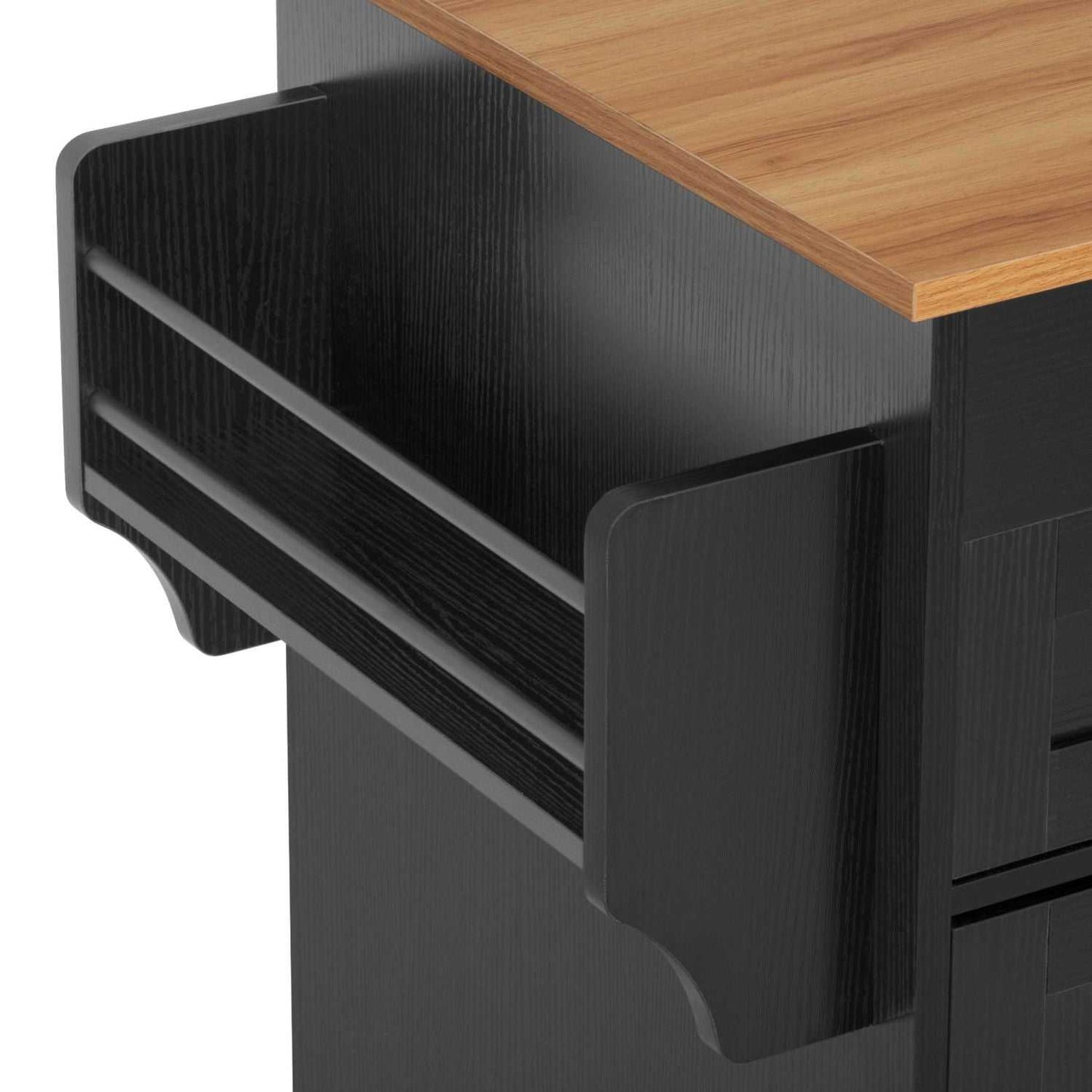 K&K 85.5" Kitchen Island with Extendable Dining Table, Kitchen Storage Table with 3 Side Open Shelves, Rolling Kitchen Island with Power Outlet, 3 Drawers, 2 Doors, for Kitchen, Dining Room, Black - luxuryhomedecoridea.com
