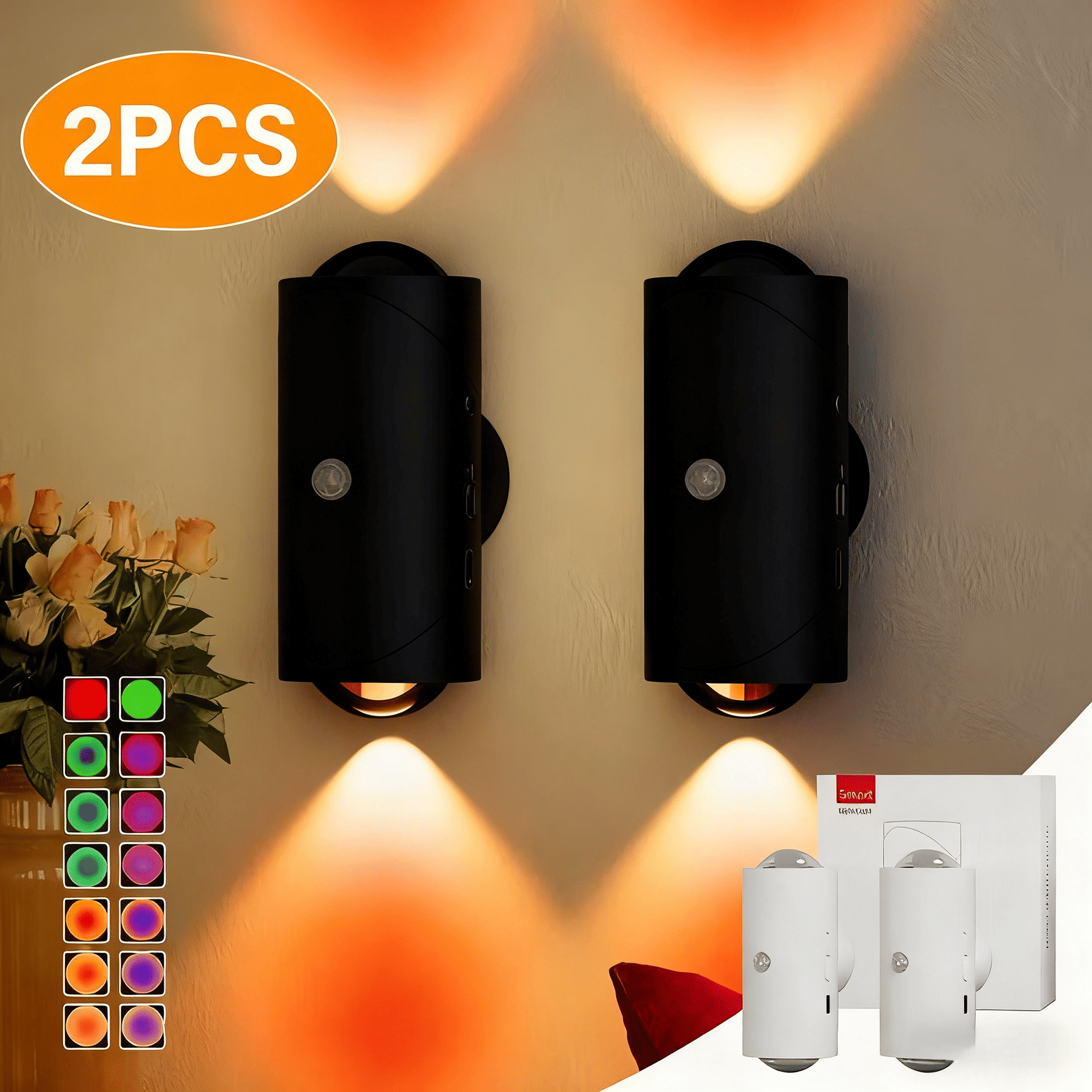 4pcs Rechargeable LED Night Light Wall Lamp Commercial StrobeLight Multi-color Mode Dimmable Indoor Light Magnetic StepLight for Entryway Bedside Desk Closet Bedside Lamp - luxuryhomedecoridea.com