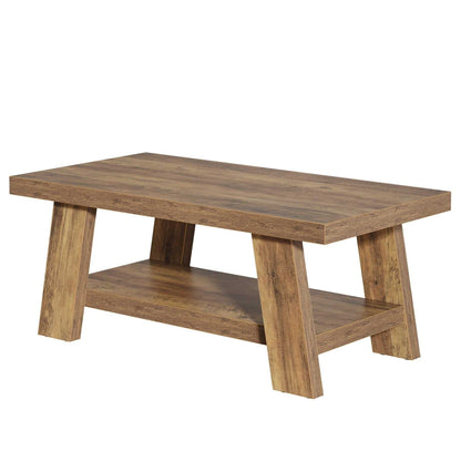 Coffee Table, Farmhouse 2-tier Center Table with Storage - luxuryhomedecoridea.com