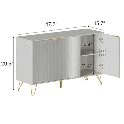 Sideboard Storage Cabinet with Adjustable Shelves, Buffet Cabinet, Elegant Fashionable Storage Cabinet with Golden Handle and Metal Legs, Modern Coffee Bar Station, Wood Kitchen Table - luxuryhomedecoridea.com