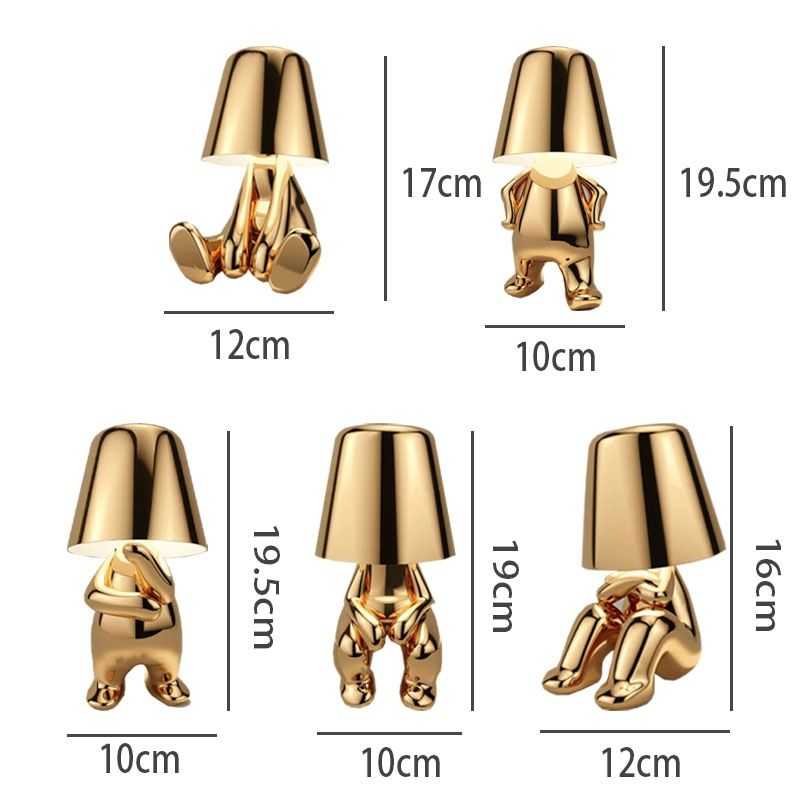 Creative lights for gift; Thinker Lamp Collection; Bedside Touch Control Table Lamp Cordless Led Nightstand Desk Lamp Creative Golden Man with Dimmable Brightness for Living Room; Bedroom; Office - luxuryhomedecoridea.com