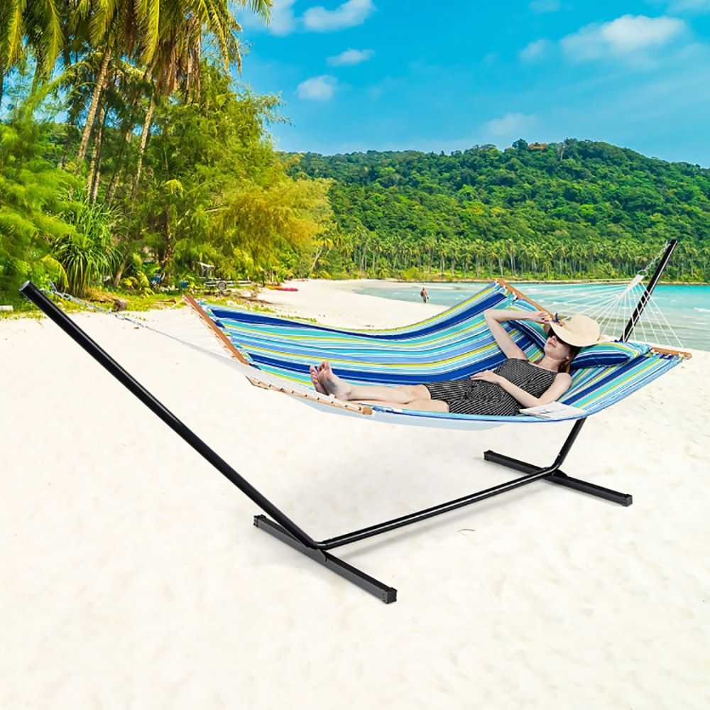 Patio Hammock Foldable Swing Chair Bed with Detachable Pillow - luxuryhomedecoridea.com