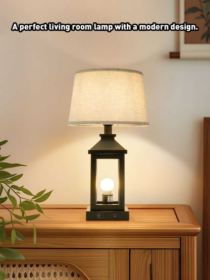 20.5in Black Farmhouse Bedside Table Lamp for Living Room, 3-Way Dimmable Touch Control Modern Nightstand Lamp with 2 Light for Bedroom, Home, Office(Bulbs Included) - luxuryhomedecoridea.com