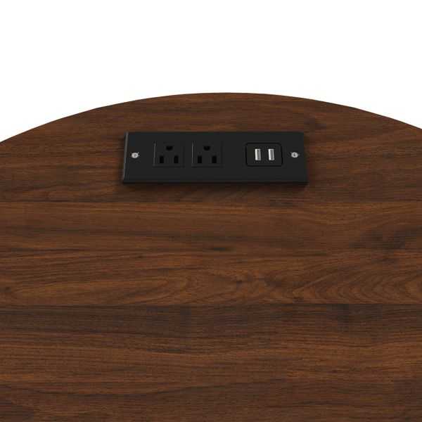 Mid Century Modern Cylinder End Table with Built-in Charging Station & Sliding Door, 2-Tier Storage Round Nightstand with USB Ports, Walnut Bedside Table for Living Room, Bedroom, Entryway - luxuryhomedecoridea.com