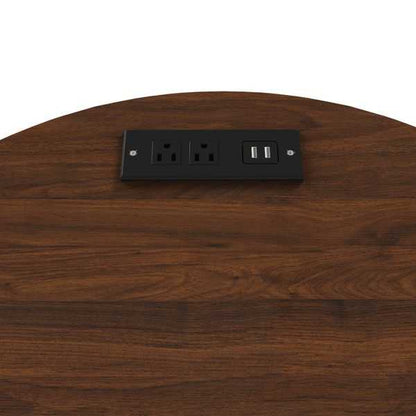 Mid Century Modern Cylinder End Table with Built-in Charging Station & Sliding Door, 2-Tier Storage Round Nightstand with USB Ports, Walnut Bedside Table for Living Room, Bedroom, Entryway - luxuryhomedecoridea.com