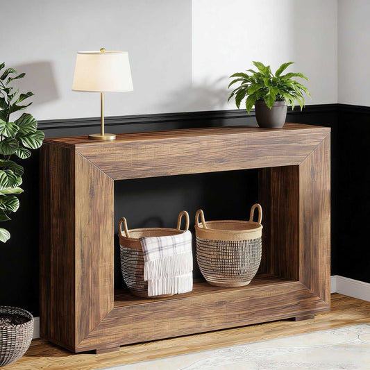 Farmhouse Console Table, Rustic Wood Entryway Sofa Table with Storage - luxuryhomedecoridea.com