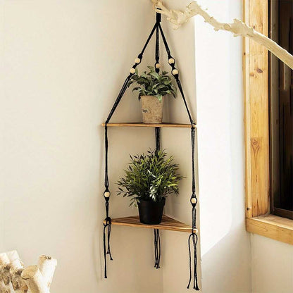 1pc,Boho Triangle Shelves Wall Decor - Plant Hanger, Candle Holder, and Home Decor for Living Room and Bedroom - luxuryhomedecoridea.com