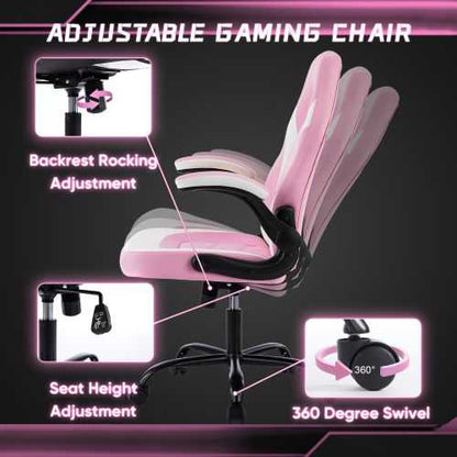 Ergonomic Office Computer Home Gaming Desk Chair Adjustable PU Leather Racing Chair Flip-up Armrest For Christmas Furniture - luxuryhomedecoridea.com
