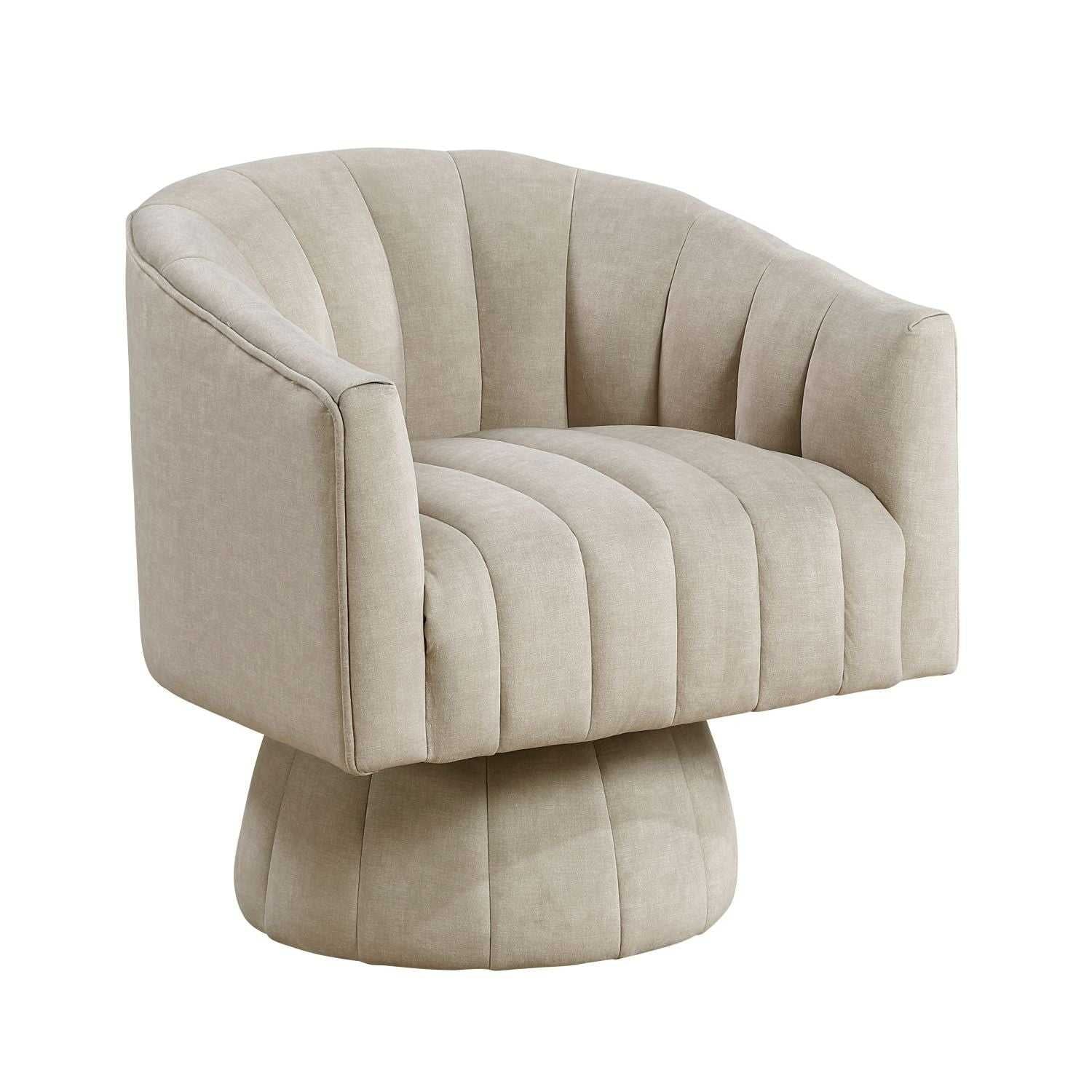 Taupe Velvet Accent Chair Modern Luxury Living Room Furniture, 1pc Swivel Chair Comfortable Barrel Back - luxuryhomedecoridea.com