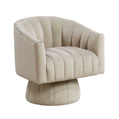 Taupe Velvet Accent Chair Modern Luxury Living Room Furniture, 1pc Swivel Chair Comfortable Barrel Back - luxuryhomedecoridea.com