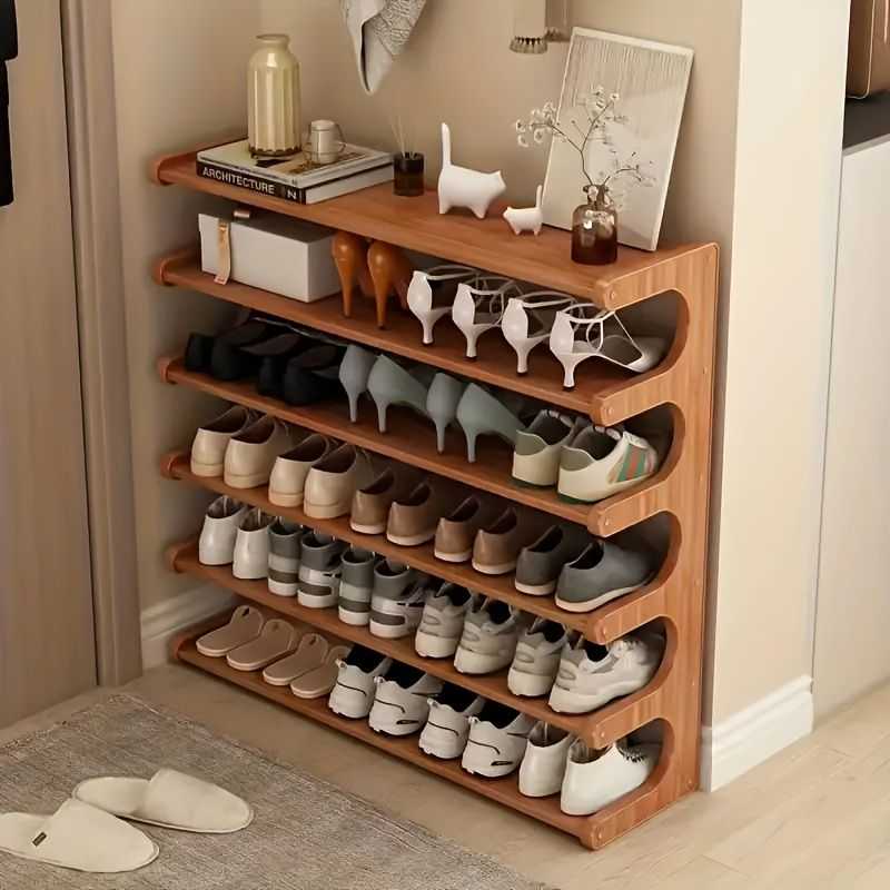 5/6-Layer Shoe Storage Rack - Space-Saving Multi-Layer Organizer with Wood Grain Finish - luxuryhomedecoridea.com