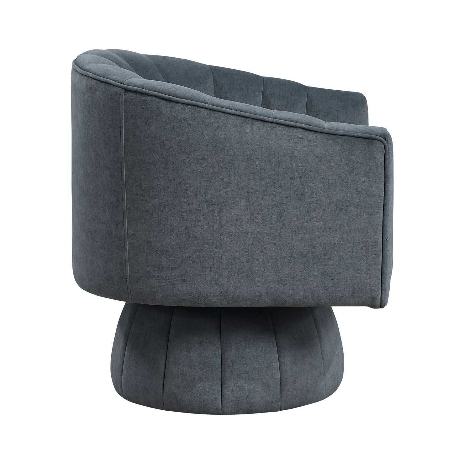 Dark Gray Velvet Accent Chair Modern Luxury Living Room Furniture, 1pc Swivel Chair Comfortable Barrel Back - luxuryhomedecoridea.com