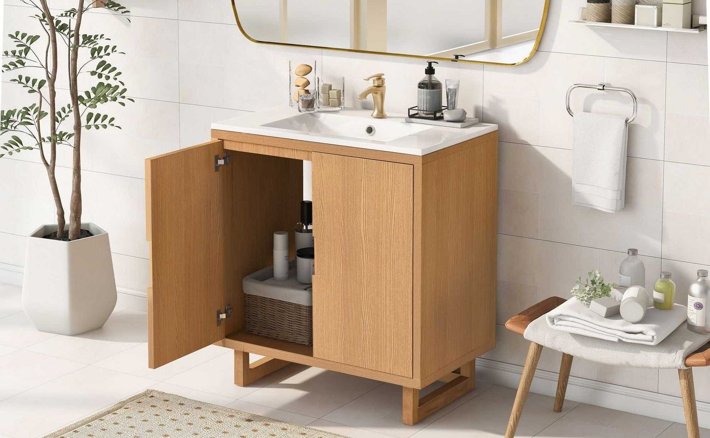 30" Bathroom vanity Set with Sink, Combo Cabinet, Bathroom Storage Cabinet, Solid Wood Frame - luxuryhomedecoridea.com