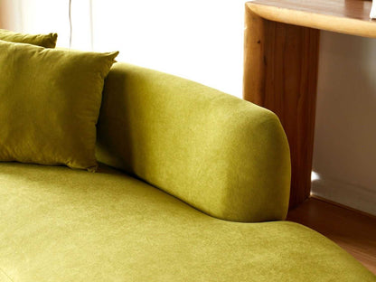 90" Curved Sofa with Throw Pillows, 4 Seater Luxury Velvet Couch with Half Moon Design and High-Density Foam, Ideal for Modern Living Room, Office & Apartment, Olive Green - luxuryhomedecoridea.com