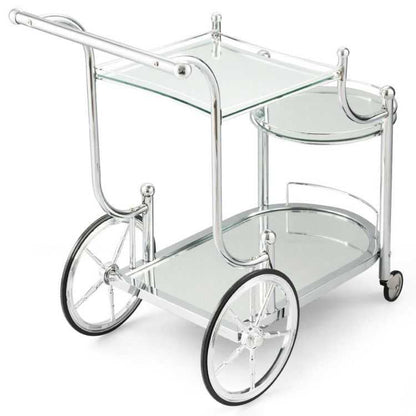 Kitchen Rolling Bar Cart with Tempered Glass Suitable for Restaurant and Hotel - luxuryhomedecoridea.com