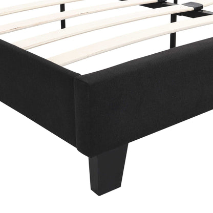 King Size Upholstered Platform Bed Frame with Linen Fabric Headboard, No Box Spring Needed, Wood Slat Support, Easy Assembly, BLACK - luxuryhomedecoridea.com