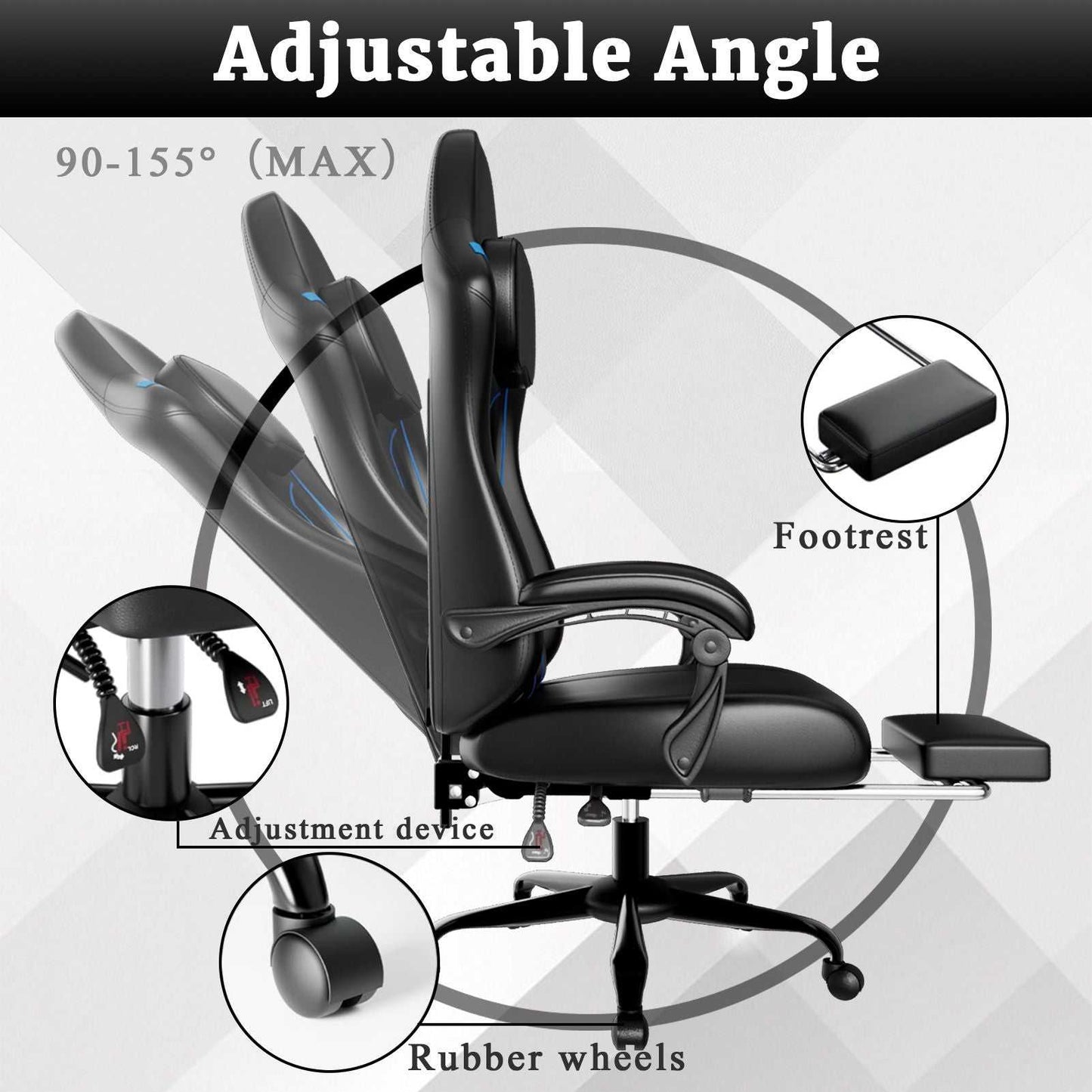 Ergonomic Gaming Chair, Electronic Gaming Chair With Pocket Spring Pad And Footrest, Height Adjustable Computer Chair - luxuryhomedecoridea.com