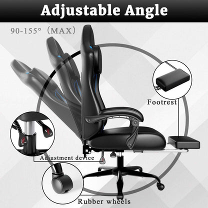 Ergonomic Gaming Chair, Electronic Gaming Chair With Pocket Spring Pad And Footrest, Height Adjustable Computer Chair - luxuryhomedecoridea.com