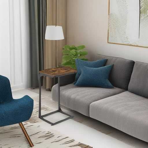 Side Table for Sofa, Couch Table with Metal Frame, Small TV Tray Table for Living Room, Bedroom, Rustic Brown and Black - luxuryhomedecoridea.com