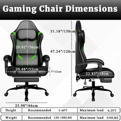Ergonomic Gaming Chair, Electronic Gaming Chair With Pocket Spring Pad And Footrest, Height Adjustable Computer Chair - luxuryhomedecoridea.com