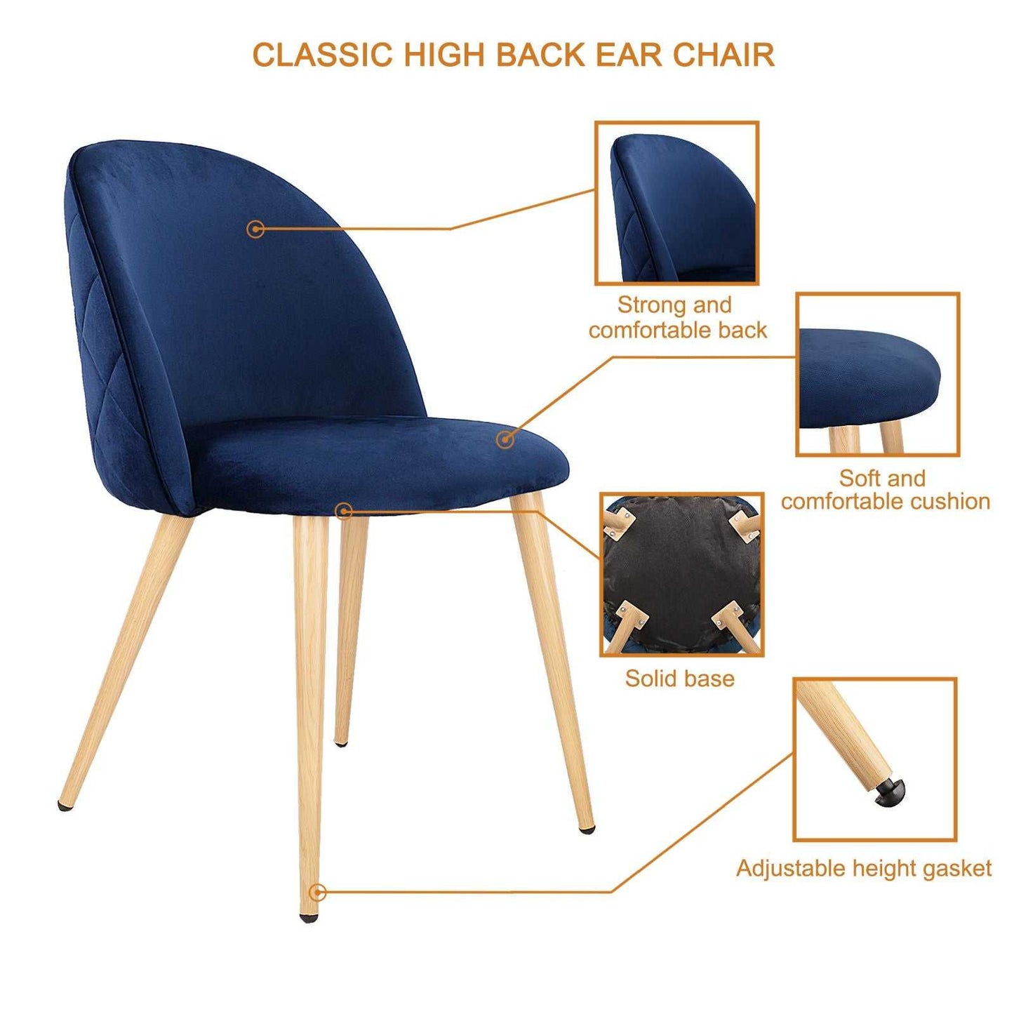 Living Room Chairs Velvet Chairs Side Chairs Modern Style Upholstered Armchairs for Leisure, Restaurant, Makeup, Set of 2 - luxuryhomedecoridea.com