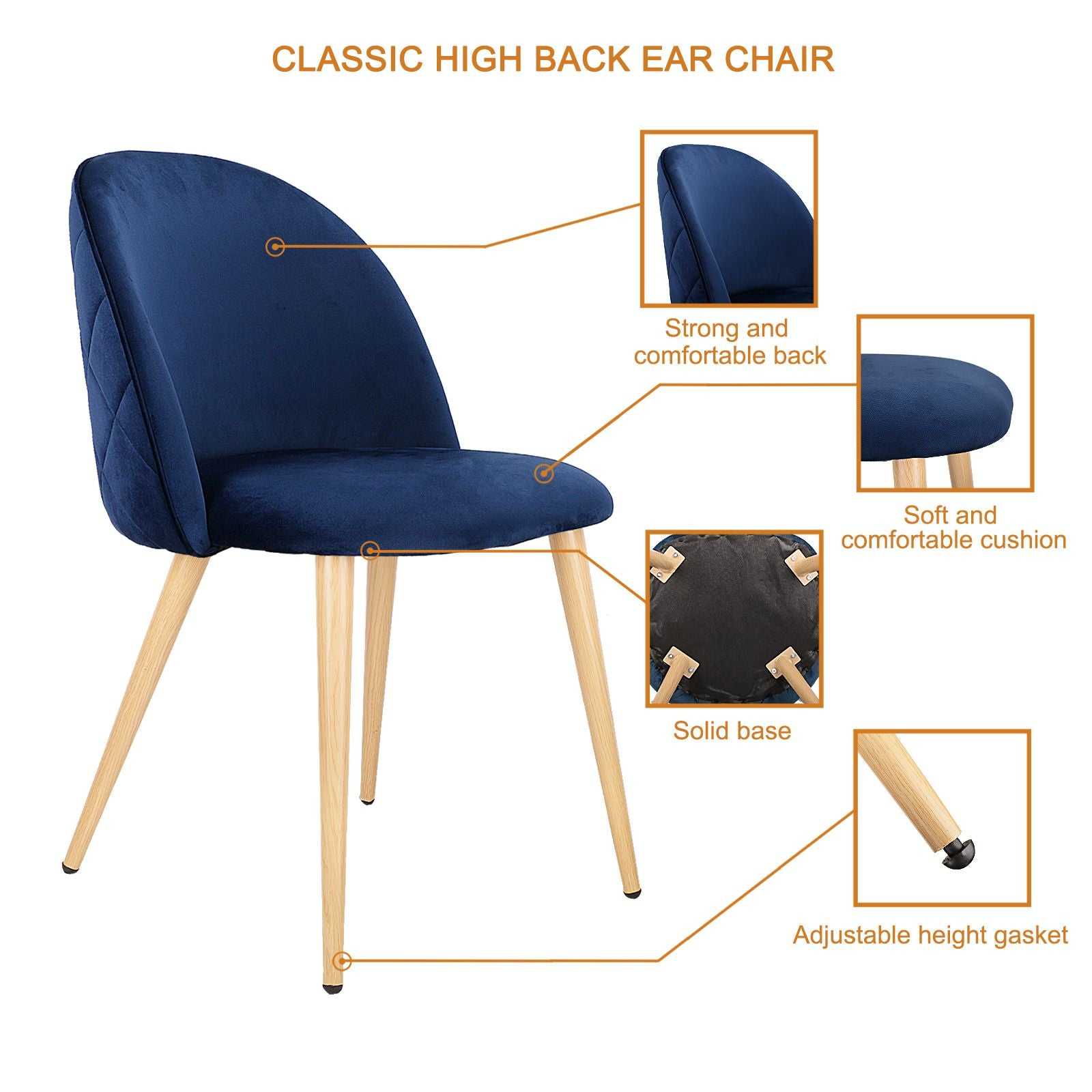 Living Room Chairs Velvet Chairs Side Chairs Modern Style Upholstered Armchairs for Leisure, Restaurant, Makeup, Set of 2 - luxuryhomedecoridea.com