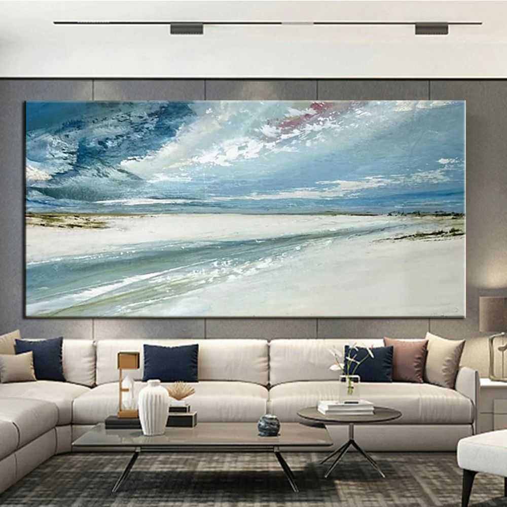 Hand Painted Oil Paintings Abstract Seascape Painting Beach Ocean Living Room Hallway Luxurious Decorative Painting - luxuryhomedecoridea.com