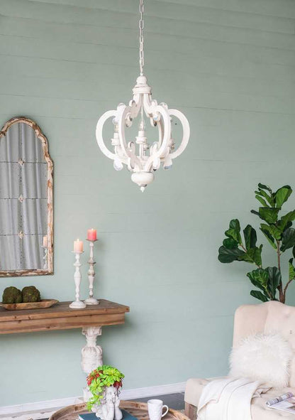 French Country Wood Chandelier, 6-Light Farmhouse Pendant Light Fixture with Adjustable Chain for Kitchen Foyer Hallway Entryway, Bulb Not Included - luxuryhomedecoridea.com