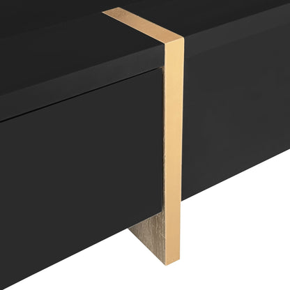 ON-TREND Modern High Gloss Coffee Table with 4 Drawers, Multi-Storage Square Cocktail Tea Table with Wood Grain Legs, Center Table for Living Room, 31.5''x31.5'', Black - luxuryhomedecoridea.com